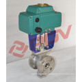 DIN water on/off ac110v electric flange class150lb ball valve v type